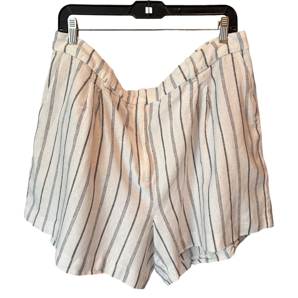 Old Navy Taylor Extra High-Rise Striped Linen Blend Shorts Womens XL Cream Black